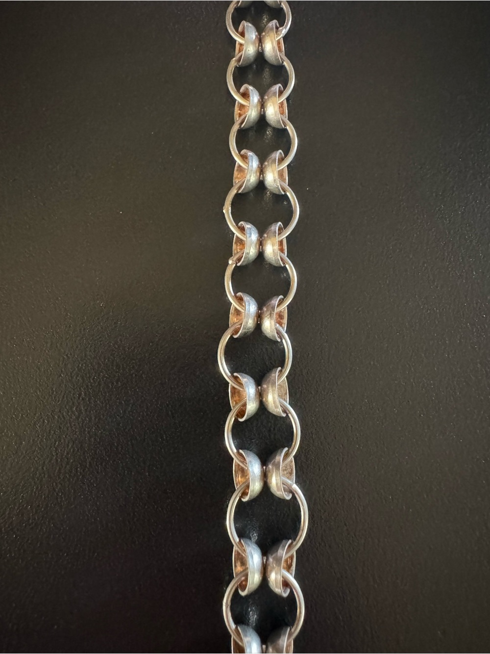 925 Sterling Silver Sculptural Circle Link Bracelet 7” 14.85g Toggle - Picture 4 of 5